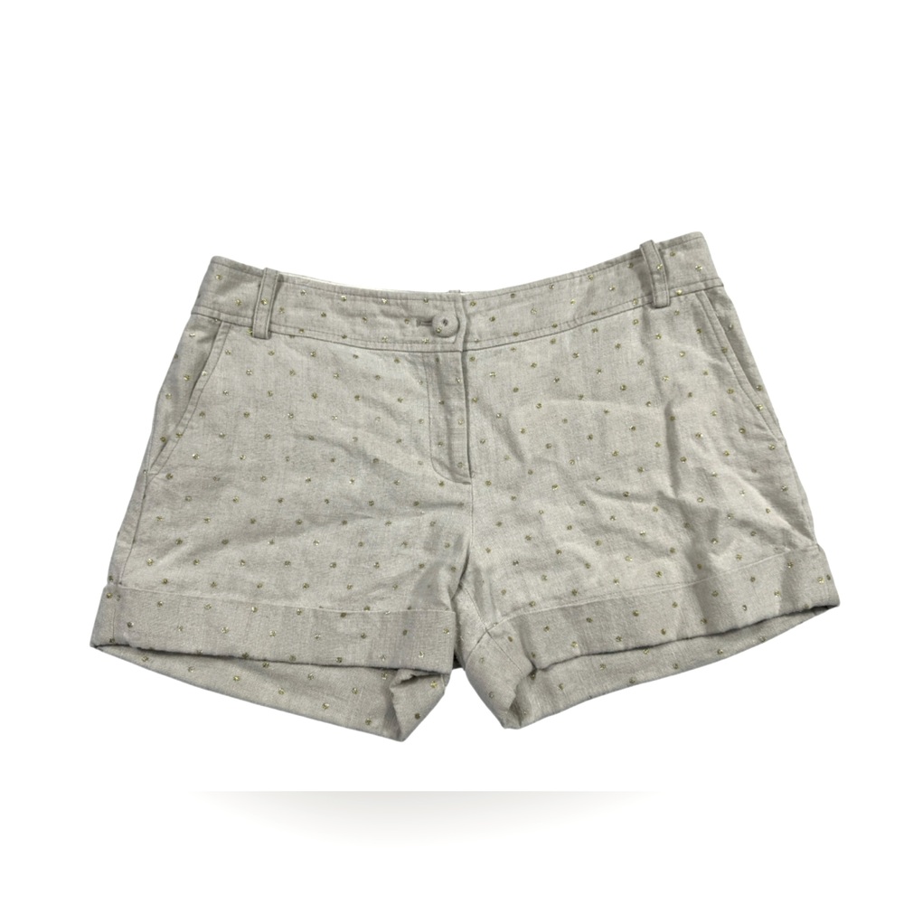 J. Crew City Fit Tan Shorts Glitter Polka Dot Size‎ 10